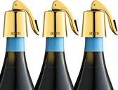 Bastix - wijnstopper roestvrij staal wijnflessenstop herbruikbaar lekvrij houdt wijn vers (pak van 3, goud)