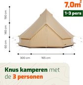 CanvasCamp Sibley 300 Traveller Poly - Katoen Bell Tent - Tipitenten - Tent voor 1 tot 3 personen - 300x300x190 (LxBxH) - Glamping Tent, Festival Tent - Waterdicht, muggengaas bij de ramen en deuren