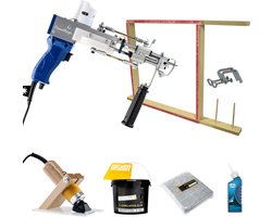 Tufting Gun Beginnerspakket - XL - Starter kit met Tufting Machine AK-DUO PRO blauw, Tufting Frame, Tufting Doek, Tufting Lijm, Tapijt Tondeuse en onderhoudsolie - Starten met Tuften