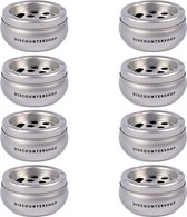 Discountershop Voordelige Verpakking: Set van 8 Zilveren Aluminium Terrasasbakken - Praktische Asbakken voor Buiten - 5,5 cm x 10 cm