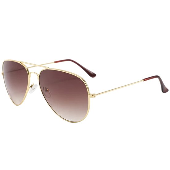 Fako Sunglasses® - Piloten Zonnebril - Pilotenbril - Piloot Zonnebril - Heren Zonnebril - Dames Zonnebril - Goud - Lichtbruin van Fako Sunglasses® — afbeelding 3