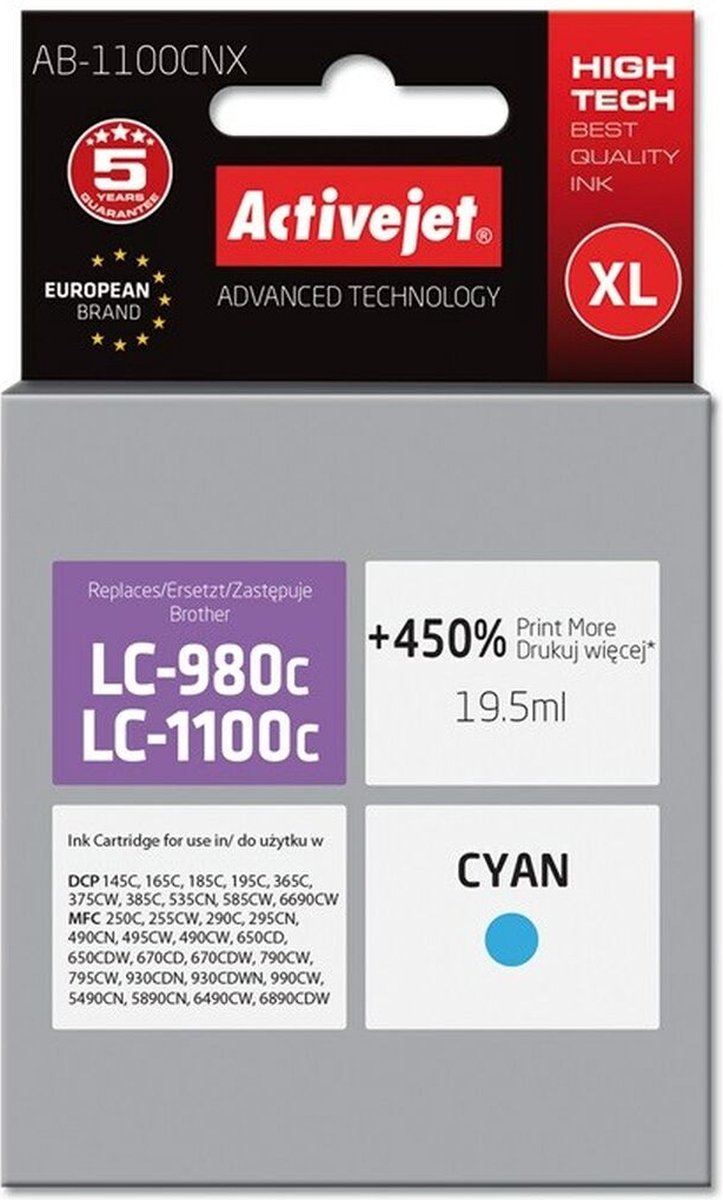 Originele inkt cartridge Activejet AB-1100CNX Cyaan