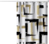 Andyou-douchegordijn in abstracte stijl-met haak-polyestervezelstof-waterdicht en sneldrogend-geschikt voor doucheruimte, badkamer, woondecoratie-120*180CM-bruin