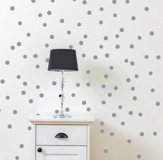 Jumada's - Universele Muurstickers - Stippen - Dots - Rondjes - Wanddecoratie - Grijs - 3 cm diameter - Set van 54 stuks