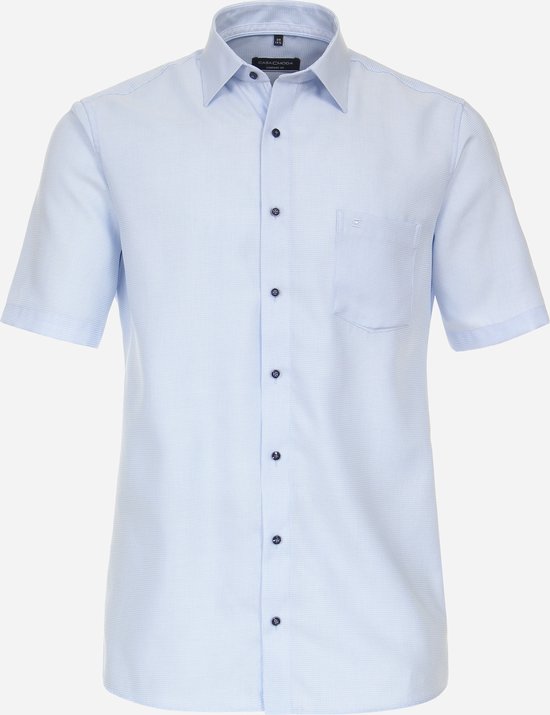 CASA MODA chemise confort fit - manches courtes - dobby - bleu - Sans repassage - Taille du col : 45