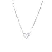 Lucardi Meisjes Kinderketting met hanger met plating - Hart - Zirkonia - Cadeau - Echt Zilver - Zilverkleurig