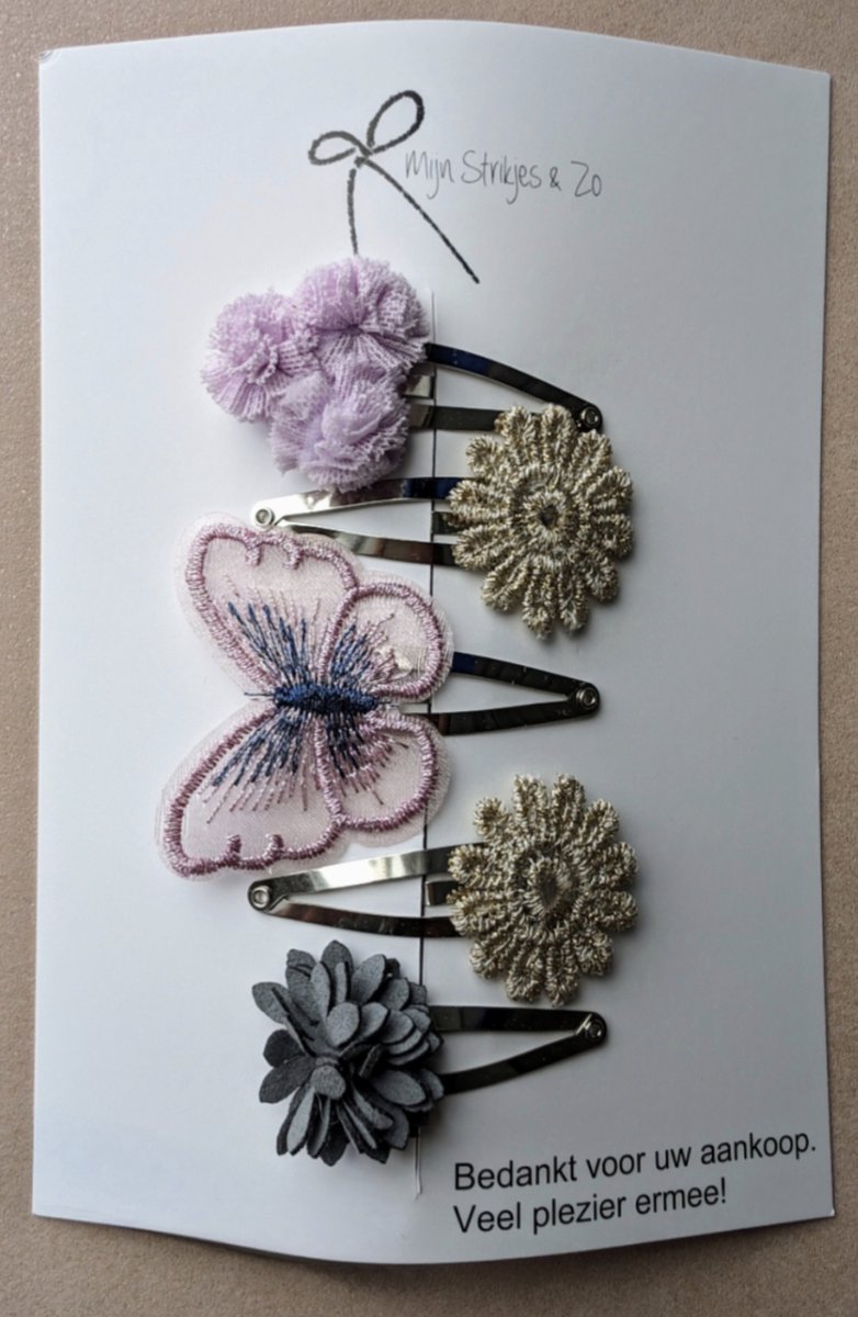 Mijn strikjes &Zo Haarclips 4 cm paarse set