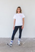 ZeBBz - t-shirt - wit - hartje - roze - katoen - korte mouw - maat S