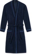 SCHIESSER heren badjas - badstof - blauw met contrastbies - Maat: L