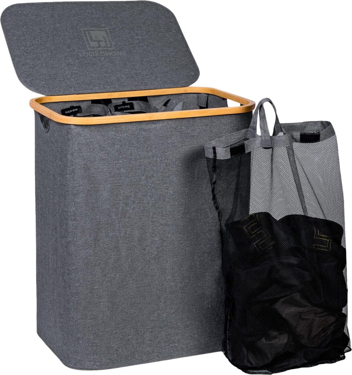 Wassorteerder - Wasmand - 60% korting - Met uitneembare waszakken - Wasmand 3 vakken - 145L - Opvouwbaar - Wasmand met deksel - Laundry basket