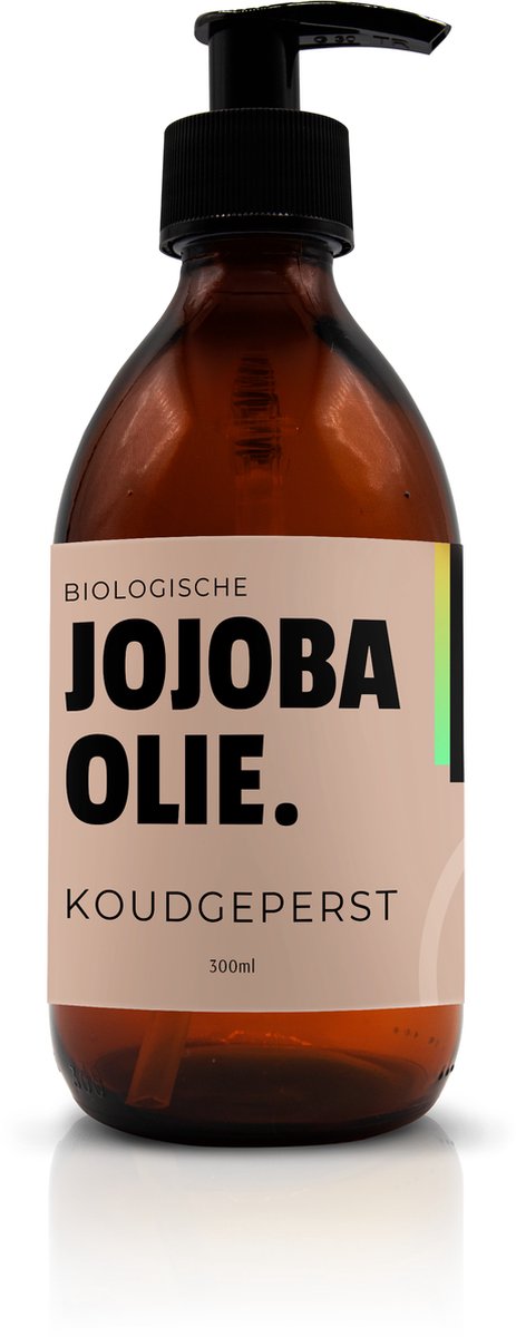 Natuurbazen Jojoba Olie – 100% Biologisch, Puur & Koudgeperst – 300ml in Donkere Glazen Fles met Pomp –Jojoba Olie als Gezichtsolie, Haarolie & Huidolie – Rijk aan Omega 9 & Vitamine E