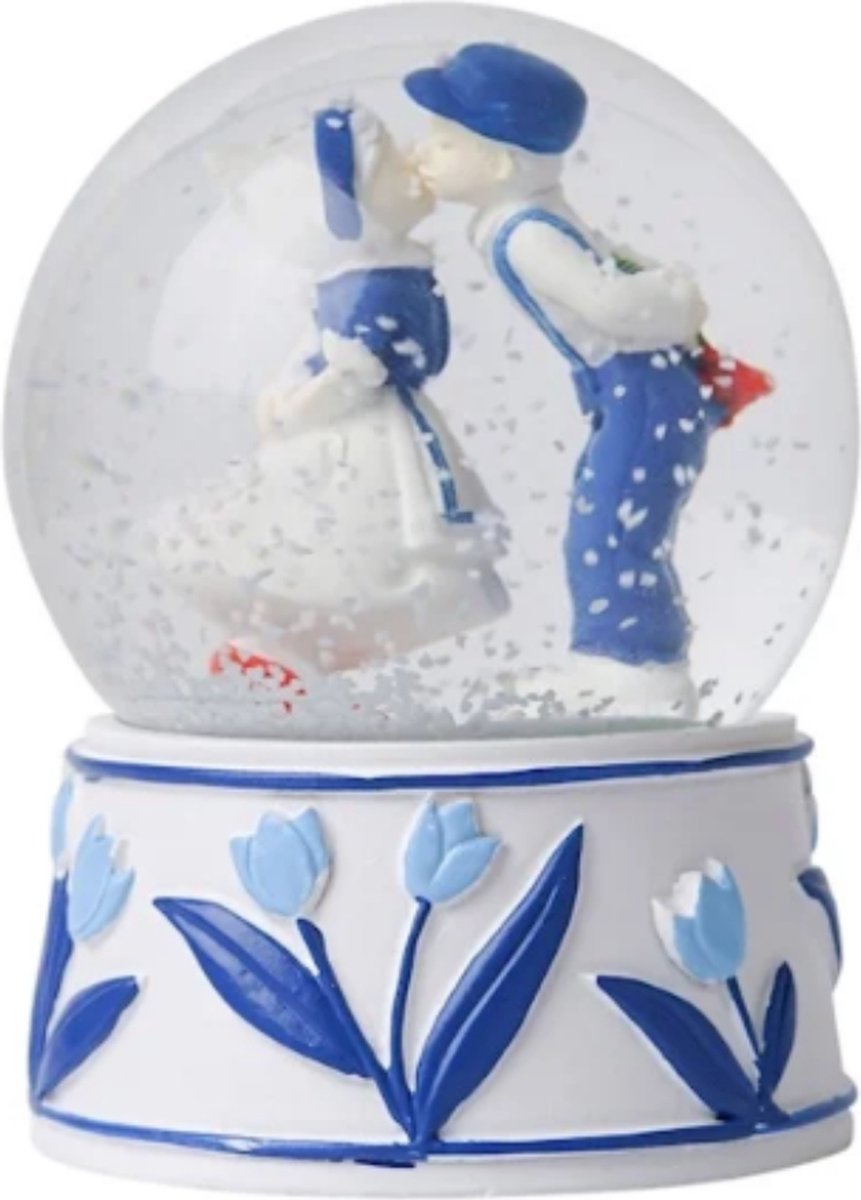 Sneeuwbol Kussend paar Delfts blauw - Heinen