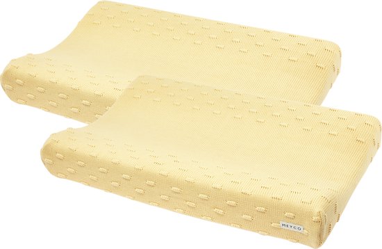 Meyco Baby Knots aankleedkussenhoes - 2-pack - soft yellow - 50x70cm