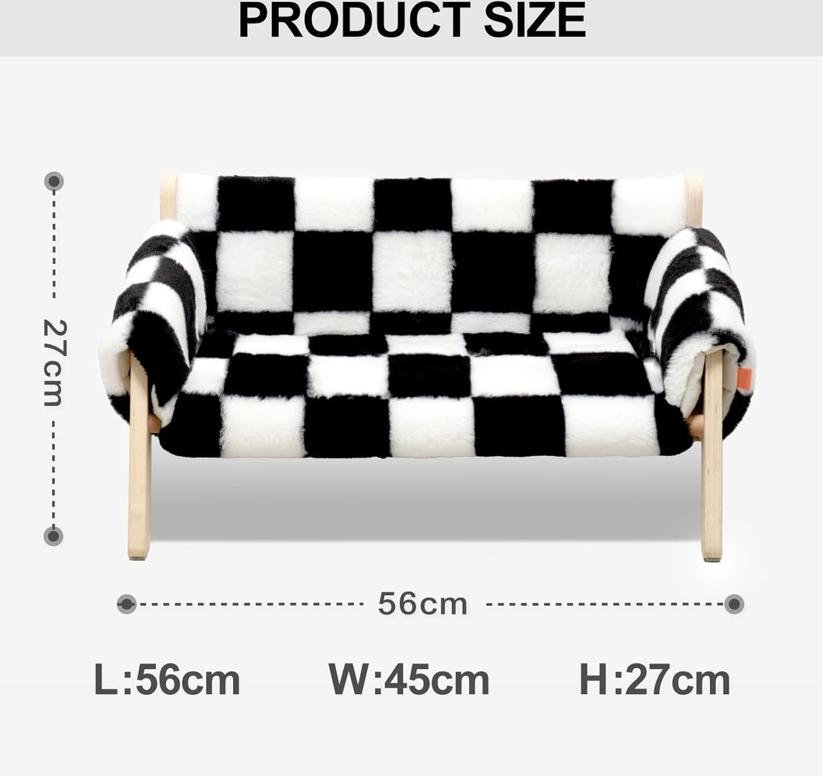 LPOTIUS Kattenbed, verhoogd kattenbed, bank van hout, modieuze kattenstoel met afneembare matrashoes, belastbaar tot 10 kg (35 x 48 cm), geschikt voor katten, honden, konijnen, kittens en kleine