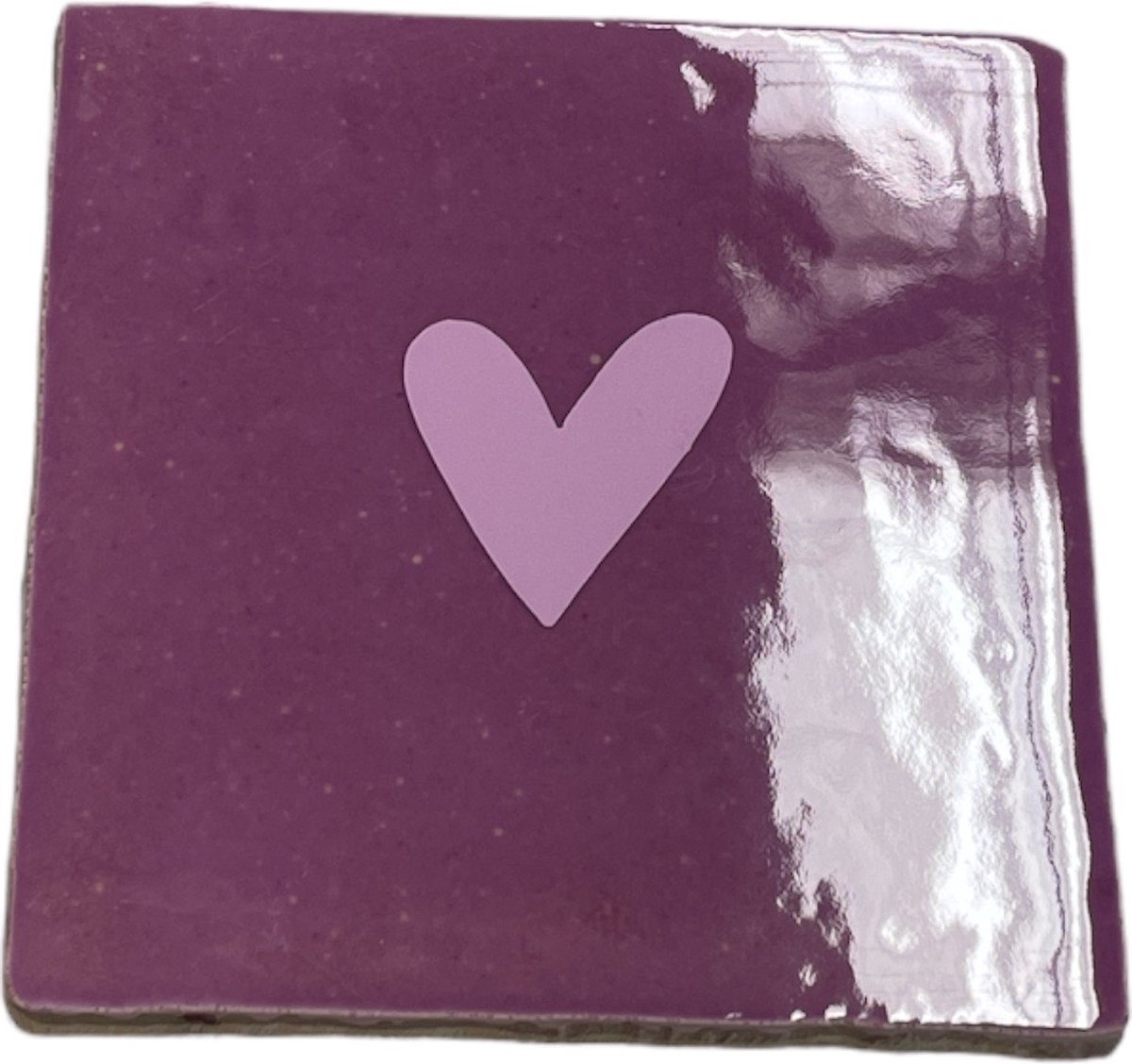 Hippe tegeltje met tekst: Hartje | Mauve met pastel paars | Gepersonaliseerde cadeau | Hippe Spreuktegel | Nieuwe woning cadeau | Housewarming cadeau