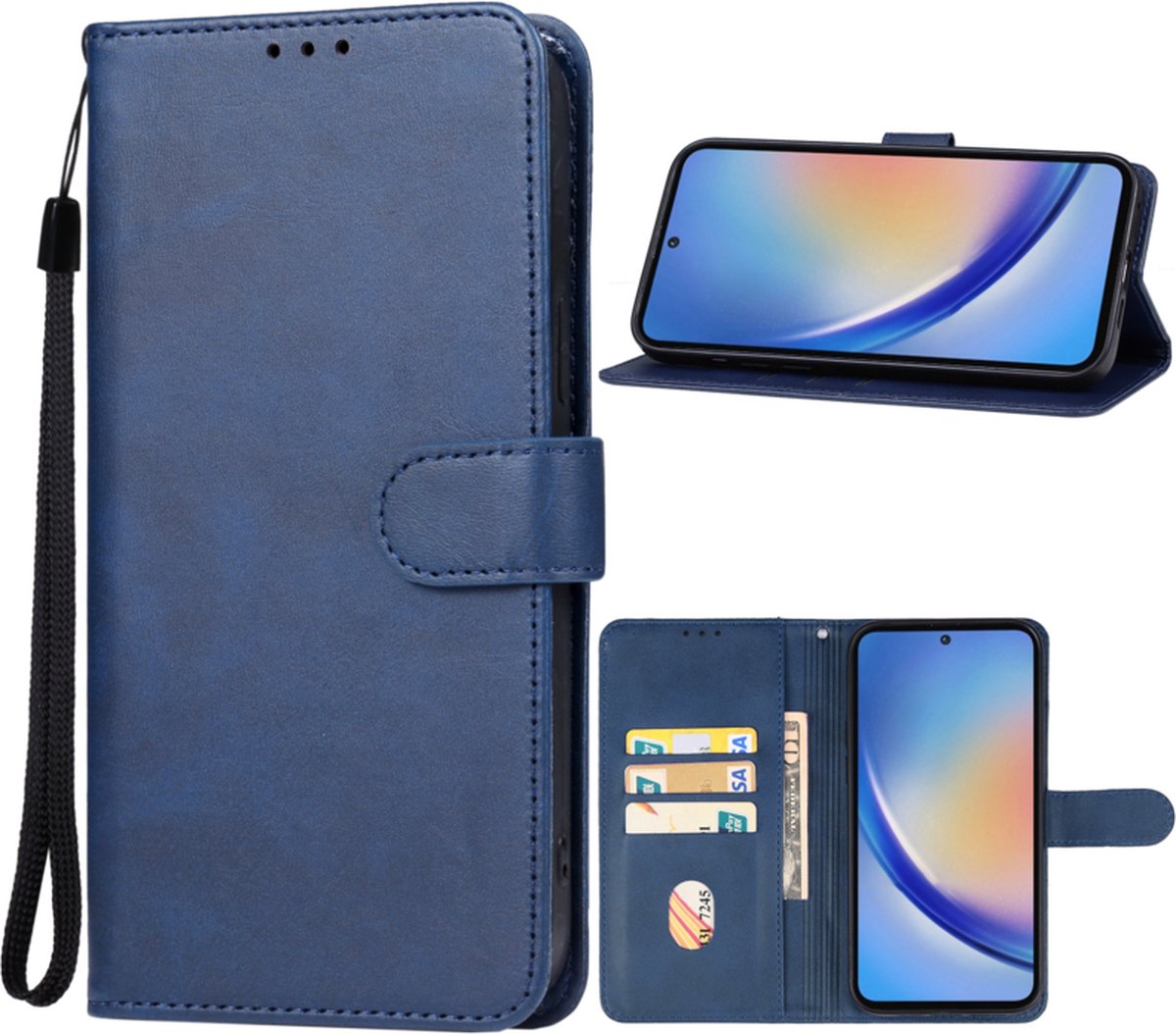 Luxe Boek-Etui Hoes geschikt voor Samsung Galaxy A35 Blauw