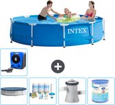Intex Rond Frame Zwembad - 305 x 76 cm - Blauw - Inclusief Afdekzeil - Onderhoudspakket - Zwembadfilterpomp - Filter - Warmtepomp