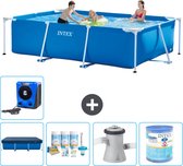 Intex Rechthoekig Frame Zwembad - 300 x 200 x 75 cm - Blauw - Inclusief Afdekzeil - Onderhoudspakket - Zwembadfilterpomp - Filter - Warmtepomp