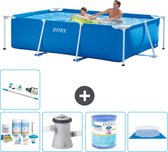 Intex Rechthoekig Frame Zwembad - 260 x 160 x 65 cm - Blauw - Inclusief Onderhoudspakket - Zwembadfilterpomp - Filter - Grondzeil - Stofzuiger