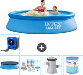 Intex Rond Opblaasbaar Easy Set Zwembad - 244 x 61 cm - Blauw - Inclusief Afdekzeil - Onderhoudspakket - Zwembadfilterpomp - Filter - Warmtepomp