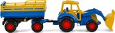 Tracteur Cavallino avec chargeur frontal et remorque Blauw