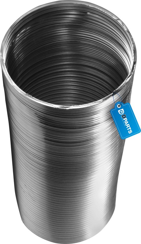 Dparts aluminium luchtafvoerslang 150mm - uittrekbaar tot 1,5m - hittebestendig (max. 250 °C) - flexibel - luchtafvoer afzuigkap slang, wasdroger, droger, airco afvoerslang - luchtslang, flexibele buis, ventilatiebuis, ventilatieslang - 1.5m - 150 mm