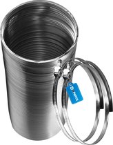 Dparts aluminium luchtafvoerslang - 120mm 1,5m - inclusief 2 slangklemmen - hittebestendig tot 250 °C - flexibel afzuigkap wasdroger lucht afvoer slang - flexibele ventilatieslang buis