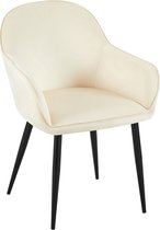 CLP Boise Eetkamerstoel - Met armleuning - Metalen frame - Velvet - Fluweel - creme