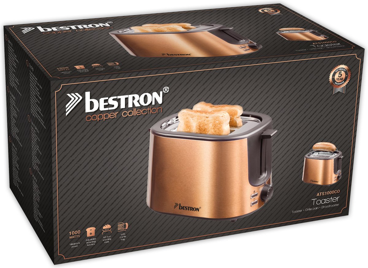 Bestron Broodrooster ATS1000CO - 7 Bruiningsniveau's thumbnail 5