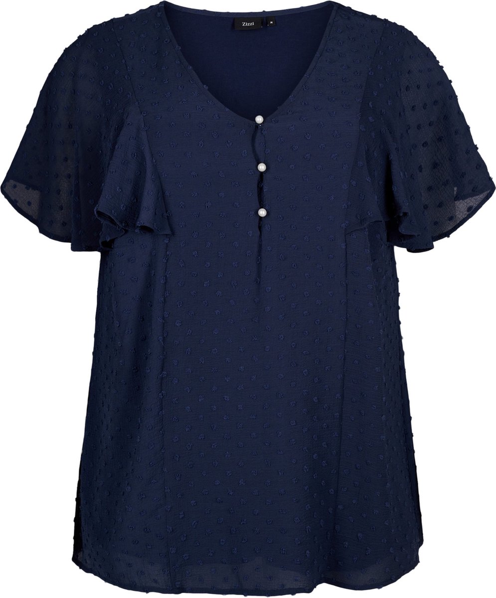 ZIZZI MHAJAR, S/S, BLOUSE Dames Blouse - Blue - Maat S (42-44)
