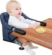 Haak op stoel, clip op hoge stoel, opvouwbare platte opslag draagbare babyvoedingsstoel, ontwerp met hoge belasting, bevestigd aan snelle tafelstoel verwijderbare stoel voor thuis en op reis (blauw)