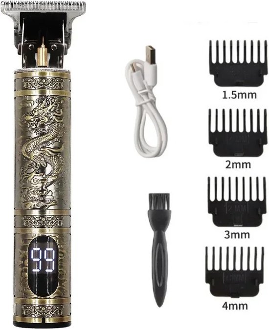 Tondeuse à Barbe électrique Sans Fil T9 Vintage Pour Hommes - Coupe-cheveux Et Barbe, Longueur 16cm, Noir