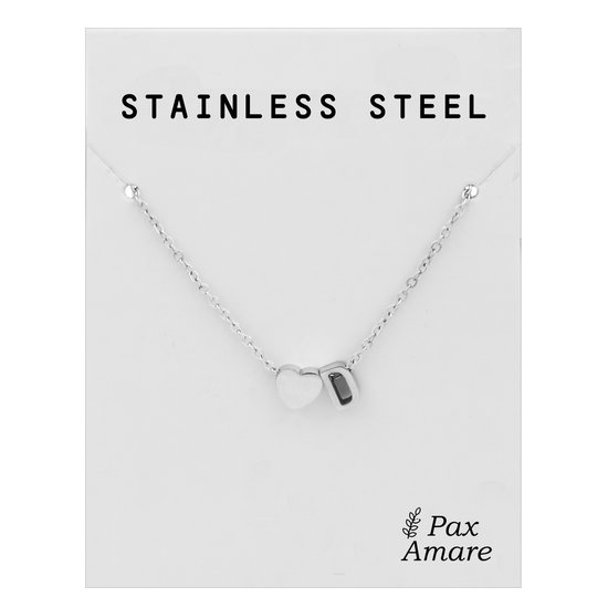 Letter D Ketting Zilverkleurig - Stainless Steel - Initiaal & Hartje Hanger - Initialen Ketting op Cadeau Kaartje - Pax Amare