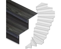 Traprenovatie set - 2 kwart draai - 13 treden SPC toplaag Antraciet incl. stootborden