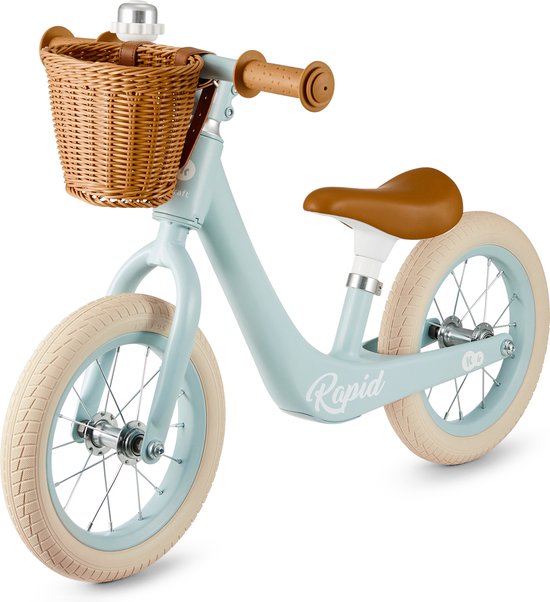 Foto: Kinderkraft rapid 2 loopfiets lichtgewicht magnesium frame retro ontwerp met mandje en bel verstelbaar zadel 33 5 41 5 cm antislip handvatten beperkte stuurhoek voor extra veiligheid geschikt voor kinderen vanaf 2 jaar bleuw