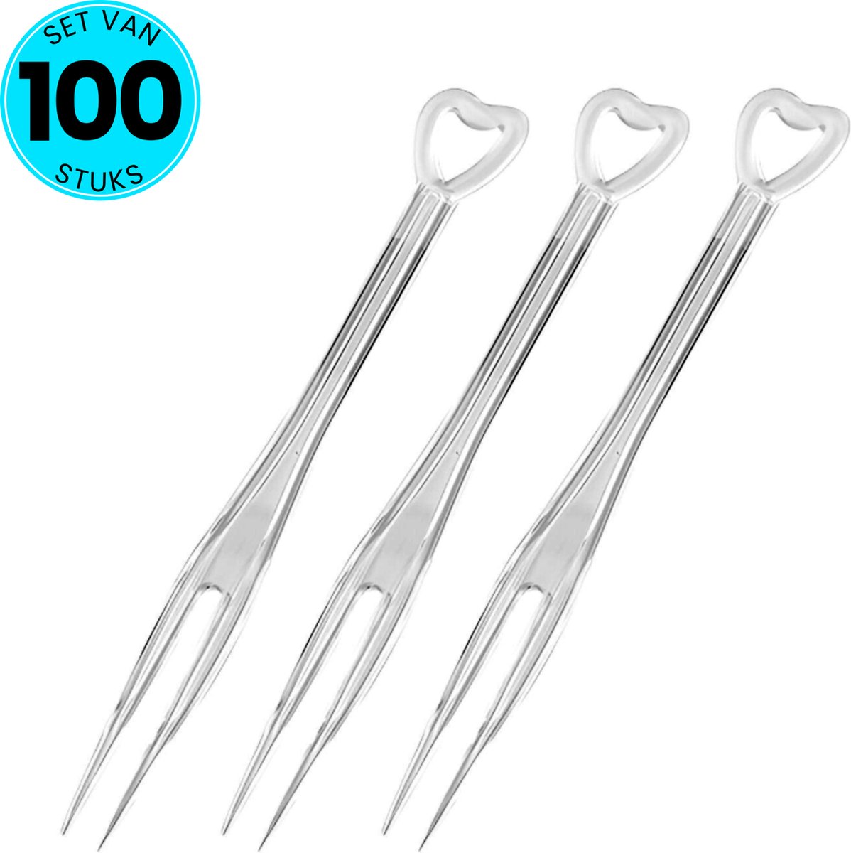 Somstyle Mini Fruitvorkjes Set - 100 Stuks - Prikkers - Kleine Vorken - Kunststof - Transparant