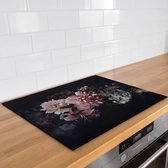 Inductiebeschermer Vintage donkere bloemen | 59 x 52 cm | Keukendecoratie | Bescherm mat | Inductie afdekplaat