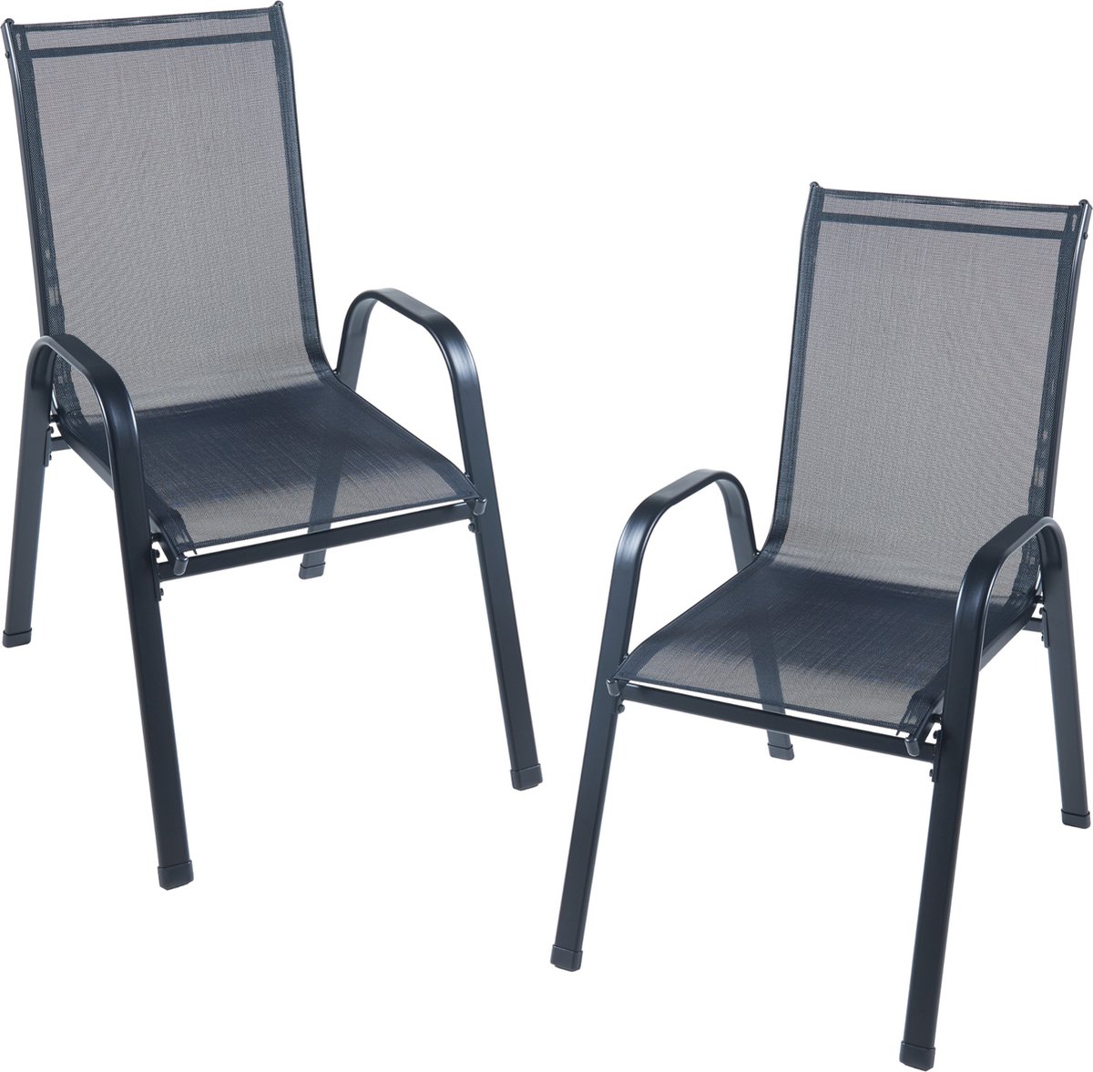Tuinset Aradeo 7-delig tuintafel met tuinstoelen zwart – foto 3