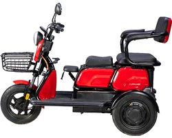 Elektrische driewieler, 1000 W motor, 2-3 zitplaatsen, APM2 rood, Bereik tot 36 km,