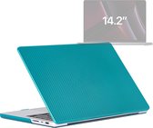 Laptophoes - Geschikt voor MacBook Pro 14 inch Hoes - Geen Vingerafdrukken - Carbon Case - Voor M1, M2, M3 - A2442, A2779, A2992, A2918 - Donkergroen