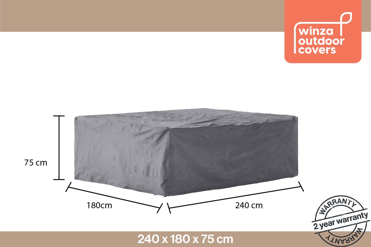 Winza Outdoor Covers Premium - beschermhoes loungeset M - Afmeting : 240x180x75 cm - Tuinsethoes - Kleurecht - 2 jaar garantie Antraciet
