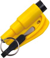 Mini Veiligheidshamer Auto - Sleutelhanger Geschikt Als Veiligheid Mini Tool - Noodhamer Met Gordelsnijder En Houder - Geel