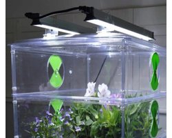 Propagator Vitopod 50W verwarmd met thermostaat en 2 LED groeilampen - 39cm hoog (groen/witte bodem)
