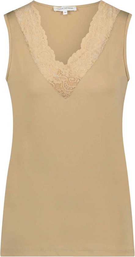 Women's Burn-out Lace Top in Celery Yellow by Tramontana