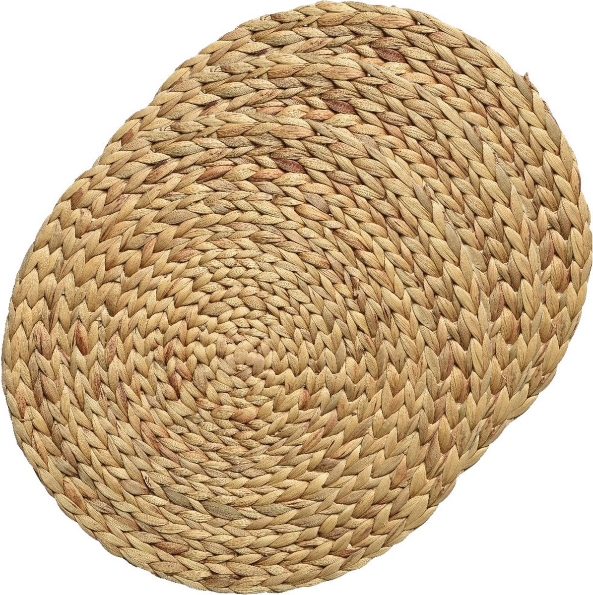 Kaemingk Placemats - 6x - gevlochten - 35 cm - rond - naturel - bohemian style
