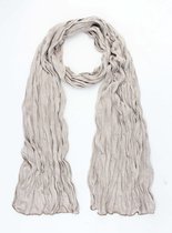 Accessories Junkie Amsterdam- Lang- Katoen- Effen- Dames- Sjaaltje-Smalle- Zomer- Gekreukeld- Shawl- Kado- Taupe