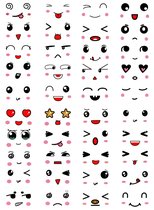 Ainy Emoji Stickers Groot - set van 4 stickervellen om je schoolspullen, bullet journal, fotoalbum, laptop, telefoon en waterfles levendig te maken - kawaii expressie voor jong en oud