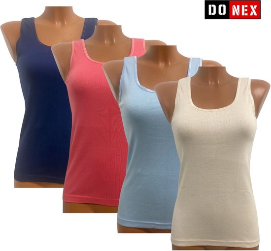 4 Pack Top kwaliteit dames hemd - 100% katoen - Evy - Maat XL