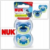 NUK Signature Night Fopspeen- 2 st set- blauw 0-6 maanden