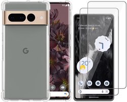 Hoesje geschikt voor Google Pixel 7 Pro - 2x Screenprotector Glas - Shockproof Transparant